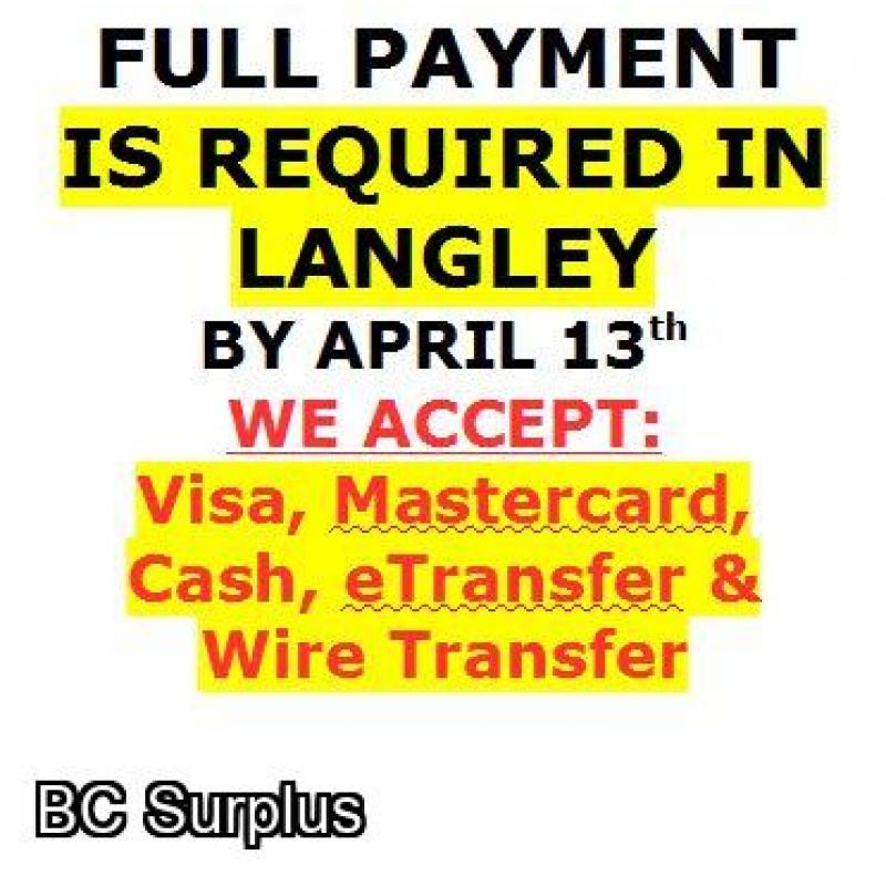 Payment – Deposit & Pick Up Information