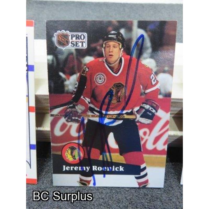 Q-12: Autographed Jeremy Roenick Hockey Cards – 4 Items