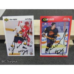 Q-8: Autographed Gino Odjick Hockey Cards – 2 Items