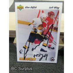 Q-8: Autographed Gino Odjick Hockey Cards – 2 Items