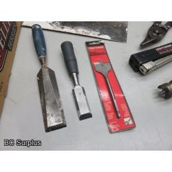Q-145: Carpenter's Pouch, Auger Bits; Tools – 1 Lot