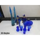 Q-180: Vintage Decanters & Glassware – Blue – 1 Lot