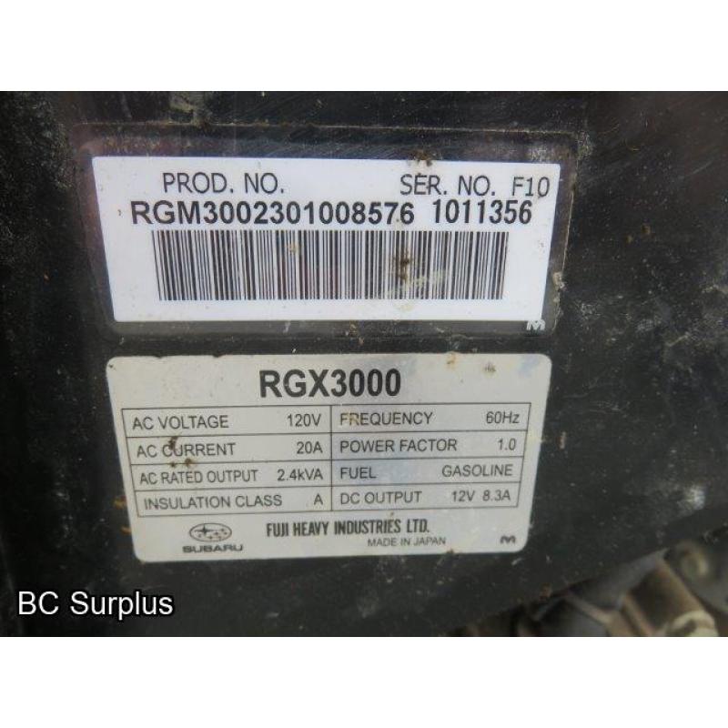 Q-439: Subaru RGX3000 Portable Generator – 71 Hrs
