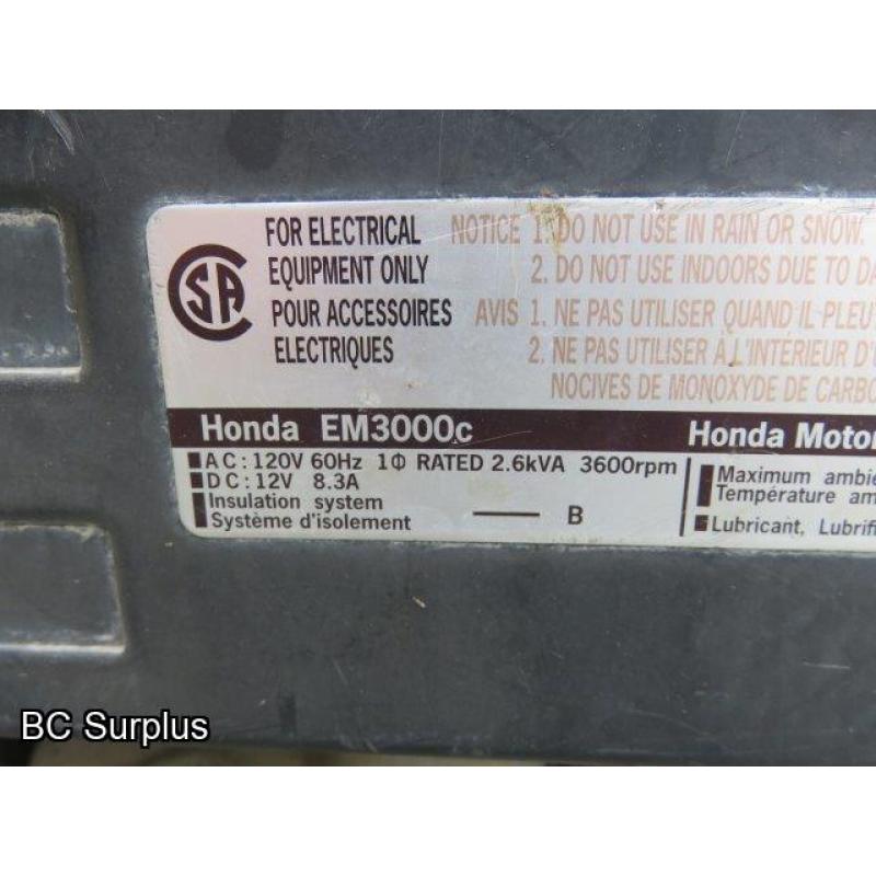 Q-442: Honda EM3000C Portable Generator