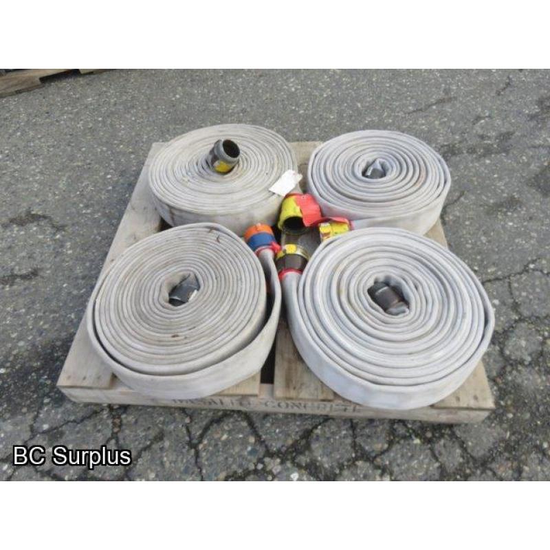 Q-460: Fire Hose – 2.5 Inch – 4 Used Lengths – 50 Ft Each – White