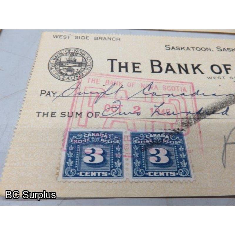 Q-510: Bank of Nova Scotia Cancelled Cheques – 1917 to 1945