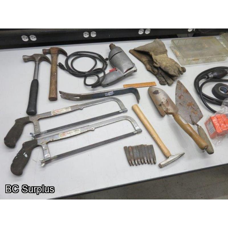 Q-513: Hand Tools; Parts Containers; Tape – 1 Lot