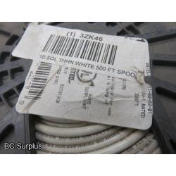 Q-542: Copper 10AWG Single Conductor Elec Wire – 500 ft Reel – Wh
