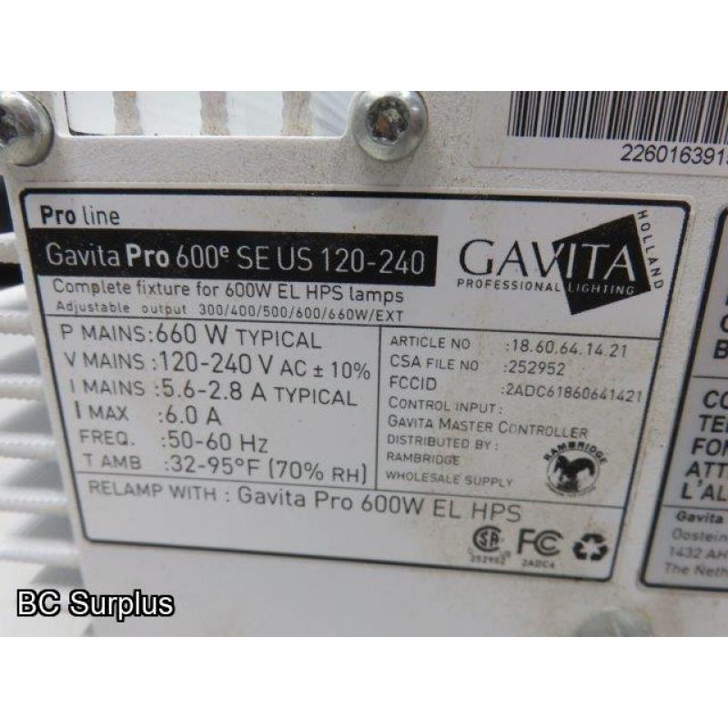 Q-576: Gravita Pro 600 Grow Light Fixtures with Bulbs – 2 Items