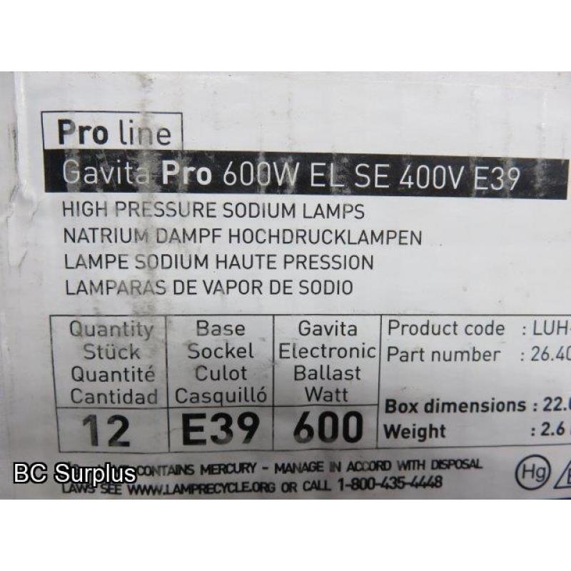 Q-579: Gravita Pro 600w Replacement Bulbs – Unused – 9 Items