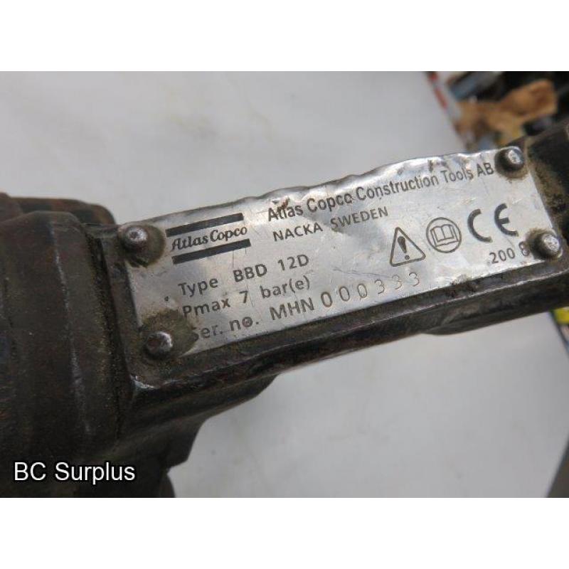 Q-614: Atlas Copco BBD 12D Pneumatic Breaker – Black Hose