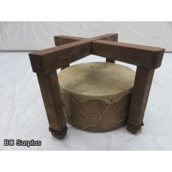 R-71: Vintage Ceremony Drum on Wooden Stand