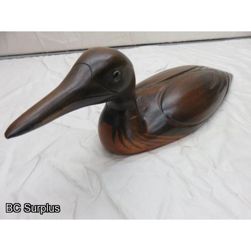 R-74: Loon Carving – Solid Wood – Signed