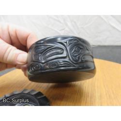 R-101: Haida Argillite Trinket Box with Lid – Inlaid