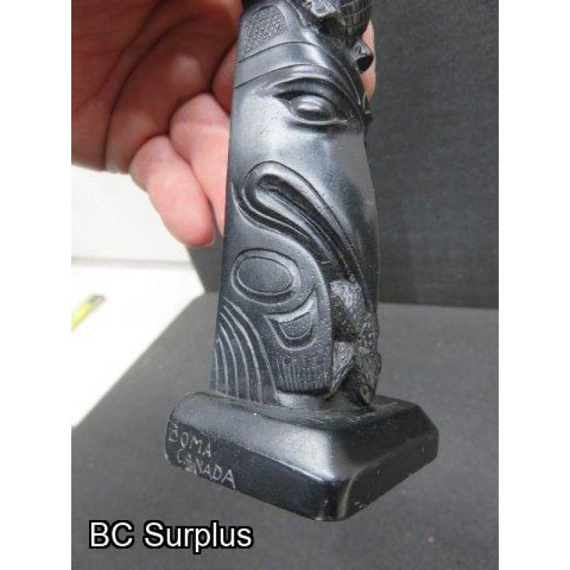 R-105: Haida Argillite Totem - “Boma” Signature – 6.25 inches