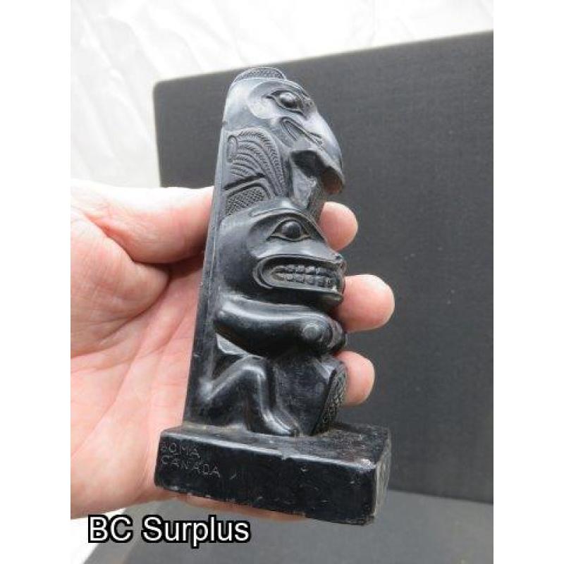 R-106: Haida Argillite Totem - “Boma” Signature – 5.5 inches