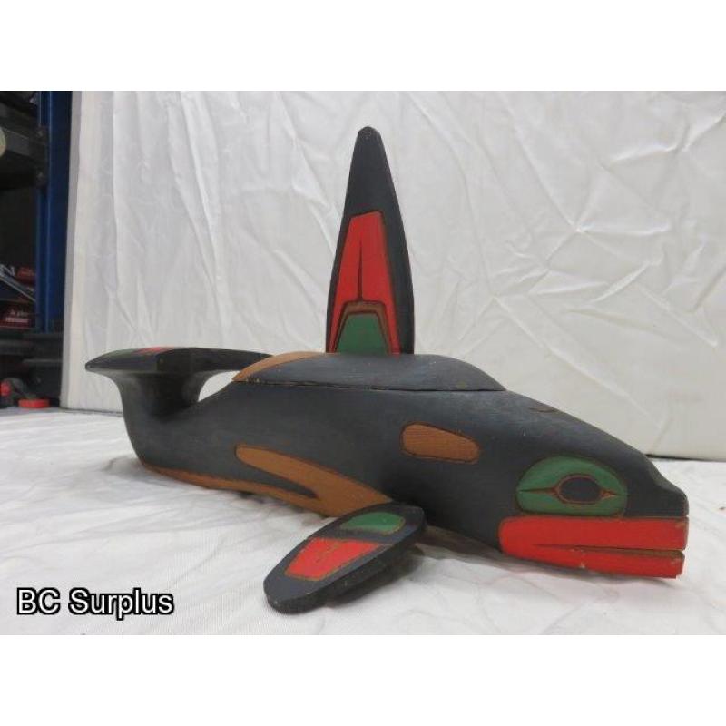 R-144: Killer Whale Carving with Lid – Signed