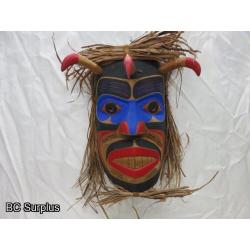 R-154: “Shaman” Carved Mask with Cedar Strip Hair