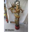 R-202: Vintage 7.5 foot Dragon Light Post – Hand Carved