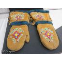 R-243: Fun Lined Beaded Leather Mittens – 1 Pair
