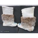R-262: White Leather Moccasins with Fur Uppers