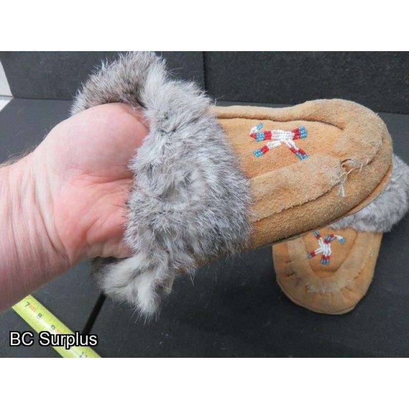 R-268: Beaded Leather Moccasin Slippers