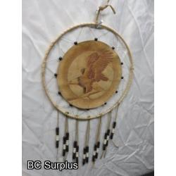 R-286: Etched Leather Eagle Dream Catcher – 1 Item