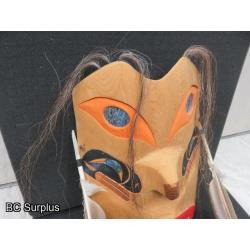 R-256: Carved Mask with Two Feathers