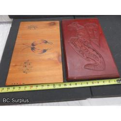 R-322: Carved & Painted Wooden Plaques – 2 Items