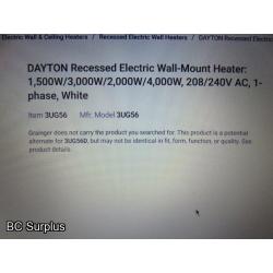 R-420: Dayton 3UG56D Fan Forced Electric Wall Furnace – Boxed
