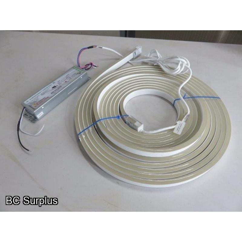 R-625: Yellow Neon Strip Lights with Power Supply – 24ft