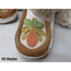S-7: Beaded Vintage Leather Moccasins – 1 Pair