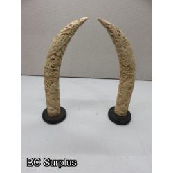 S-13: Vintage Carved Bone Dragons – 1 Pair