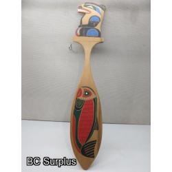 S-24: Salmon & Bear Carved Paddle