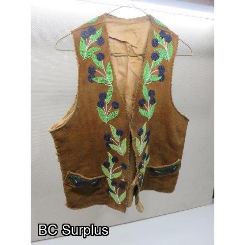 S-6: Beaded Vintage Leather Vest