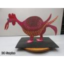 S-72: Folk Art Carved & Painted Wooden Dino-Rooster