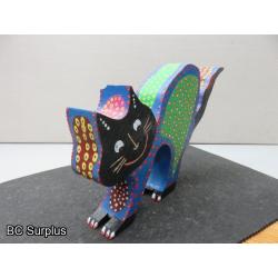 S-69: Folk Art Carved & Painted Wooden Cat