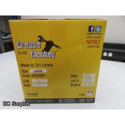 S-379: Grease Monkey HD 8 mil Disposable Nitrile Gloves – L