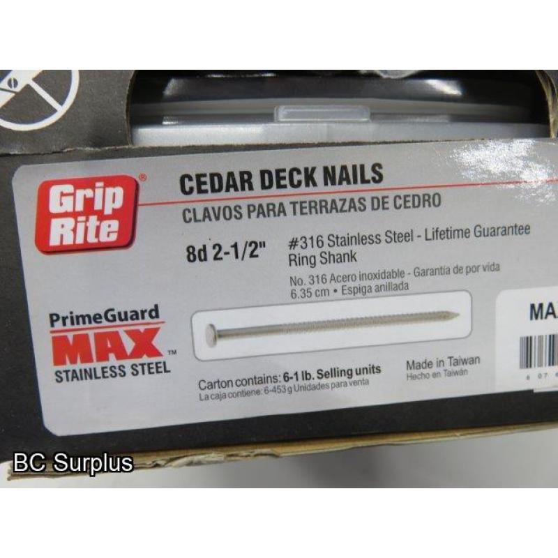 S-292: Grip Rite S/S 2.5” Cedar Deck Nails – 2 Cases