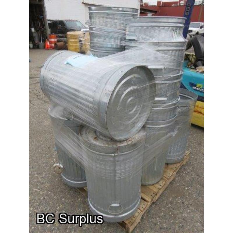 S-351: Galvanized Steel Garbage Cans – 1 Pallet – NO Lids
