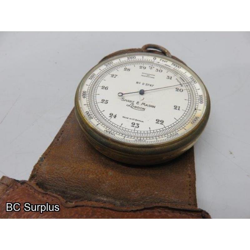 S-632: Short & Mason Vintage Brass Pocket Altimeter & Case