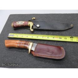 S-634: Collector Hunting Knives with Leather Sheaths – 2 Items