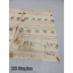 S-733: Police Fingerprint Sheets from 1913 – 3 Items