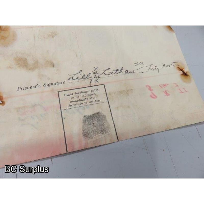 S-733: Police Fingerprint Sheets from 1913 – 3 Items