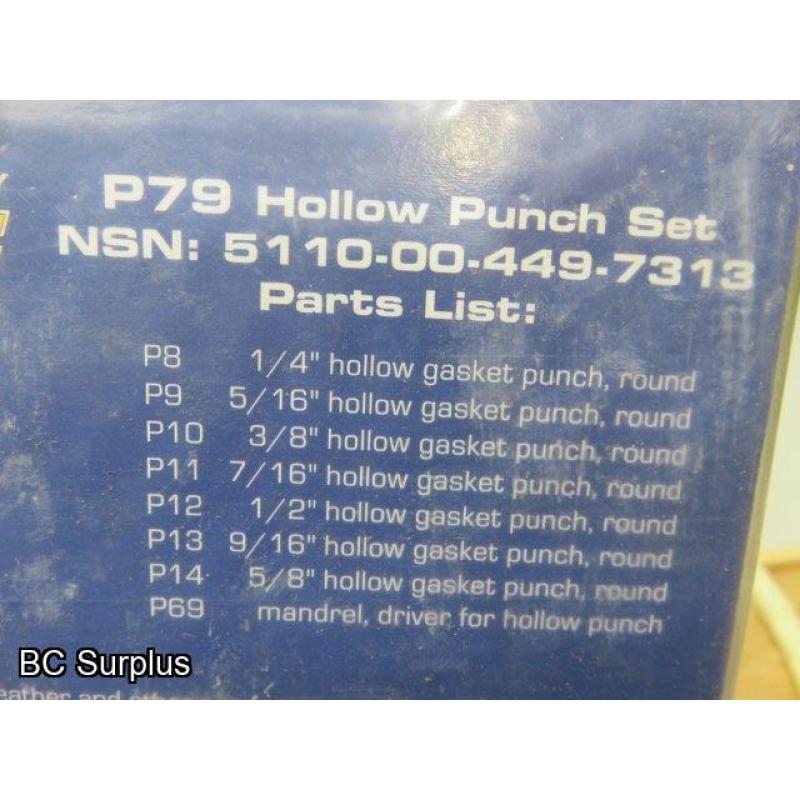 T-65: Hollow Punch Set; Chisels; Mallet – 1 Lot
