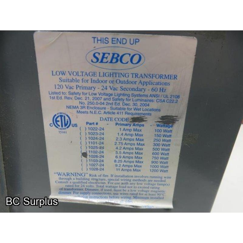 T-268: Sebco 750W Low Voltage Transformer – 120V/24V