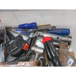 T-413: Plastic Tote & Various Tools – 1 Lot