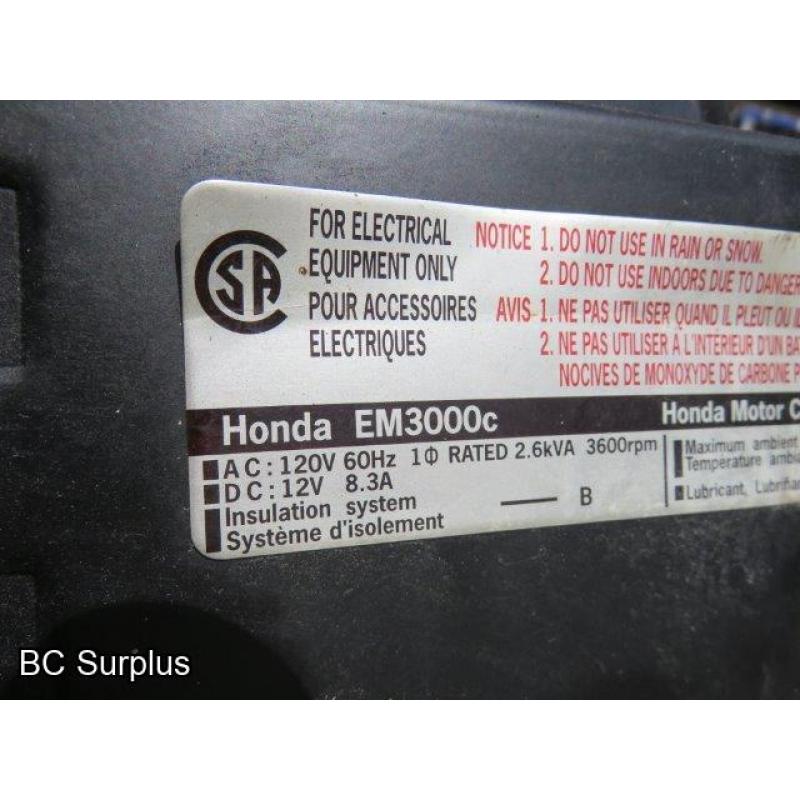 T-445: Honda EM3000C Portable Gas-Fired Generator