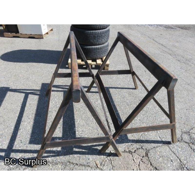 T-467: Heavy Duty Steel Saw Horses or Camper Stands – 1 Pair