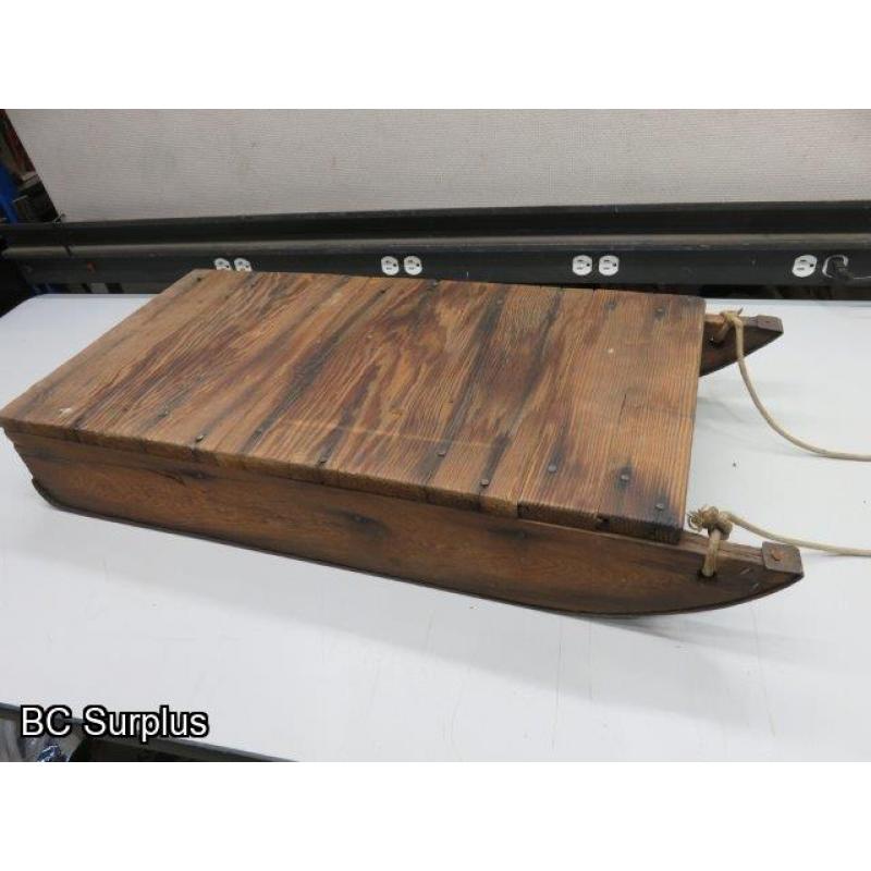 T-501: Vintage Wooden Toboggan or Sleigh